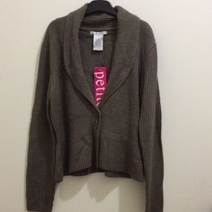 Fred David dark taupe cardigan ( sz petite lg)